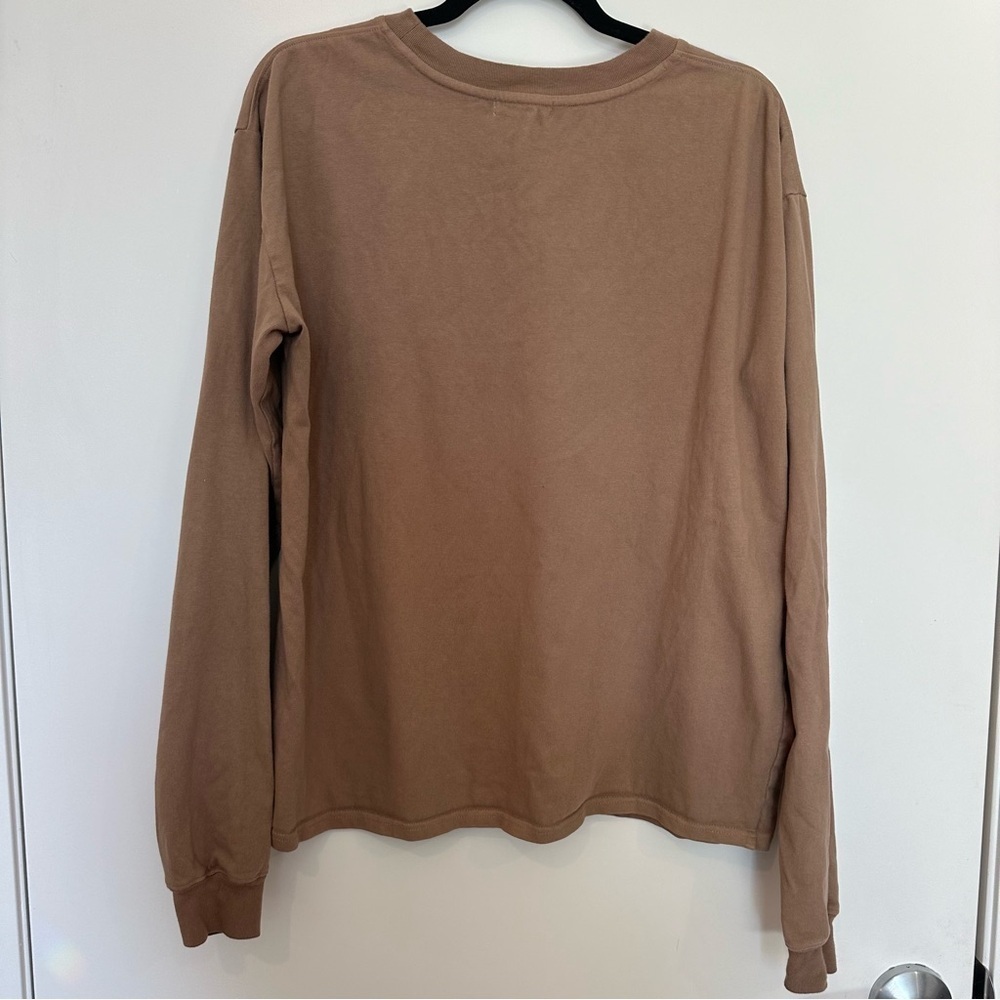 Good American Essential Long Sleeve Crewneck Top Putty Brown size 1/2 small S/M - Picture 5 of 12
